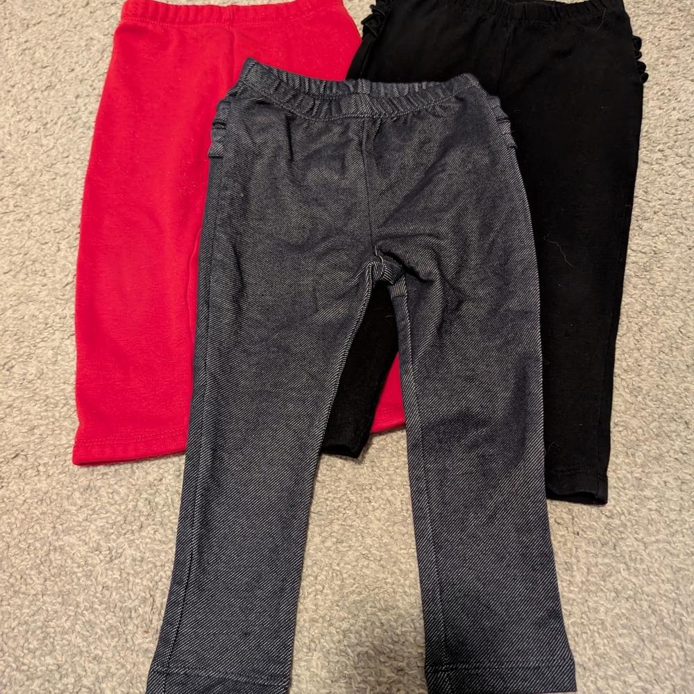 Okie Dokie Kids Leggings - Red, Black, and Gray